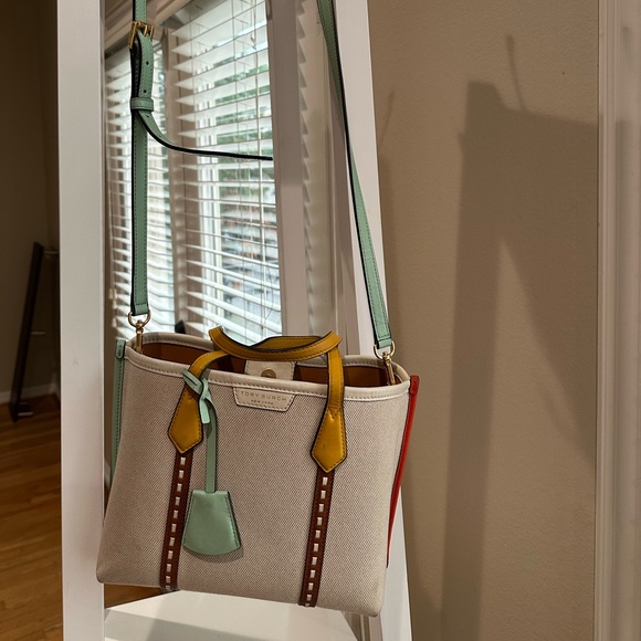 Tory Burch Handbags - Tory Burch Cream Shoulder Bag with Colorful Accents